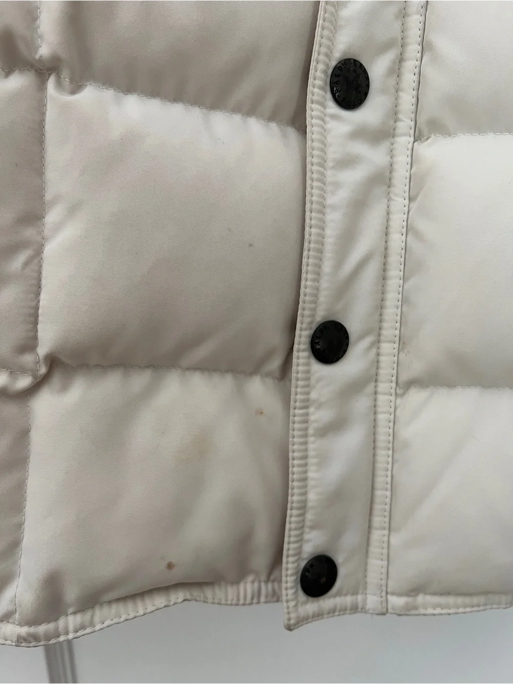 Ralph Lauren Cream Puffer Jacket with Brown Suede Yoke